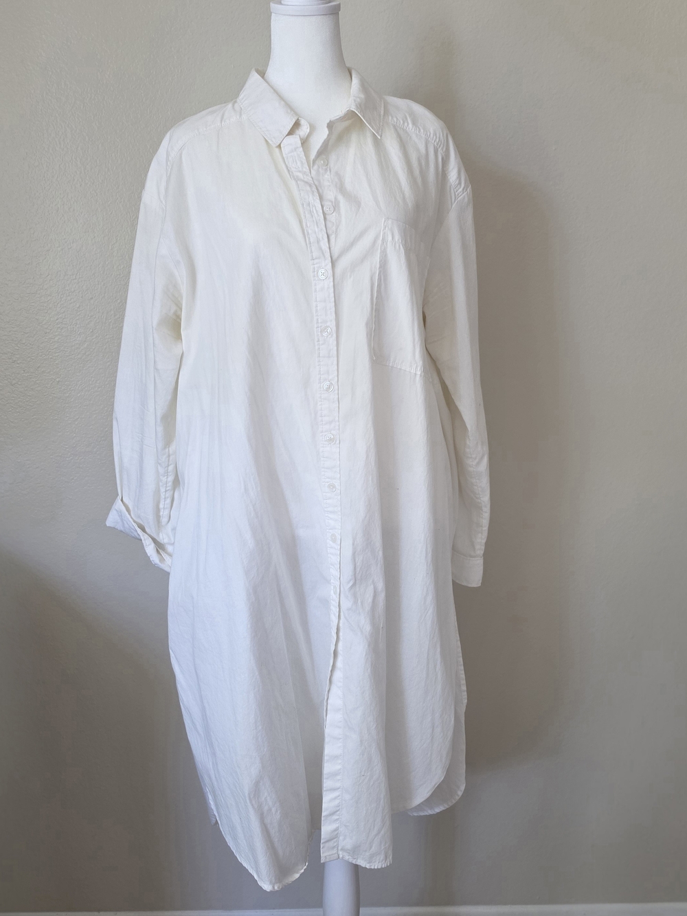 Maeve Ivory Button-Front Oversized Shirt Dress